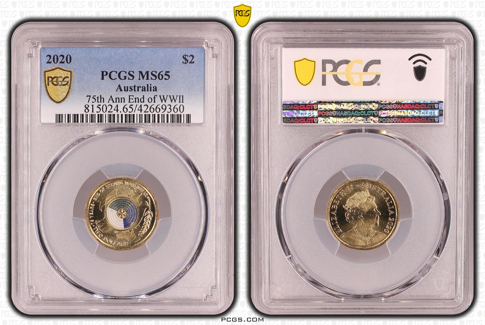 75th Ann End of WWII Colorized , Two Dollar, 2020, PCGS MS65