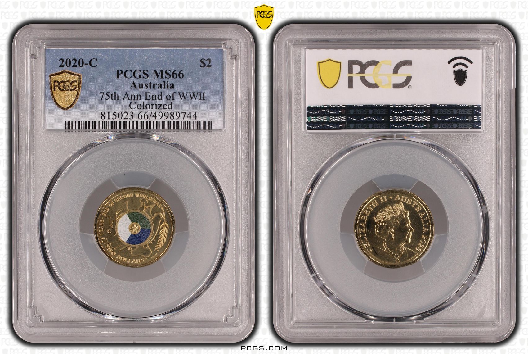456 · 75th Ann End of WWII Colorized , Two Dollar, 2020-C, PCGS MS66