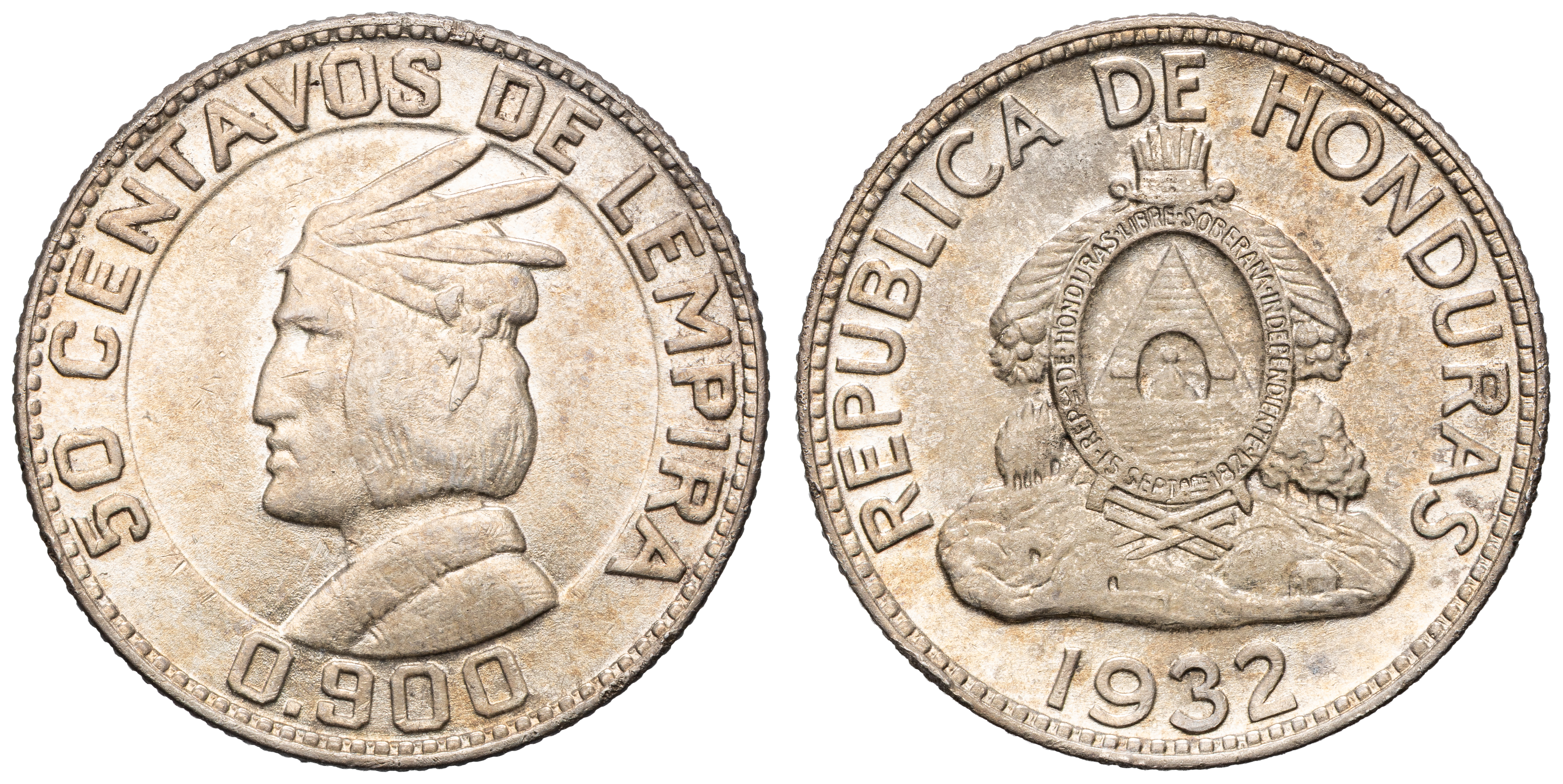 Honduras, Fifty Centavos, 1932, aUNC