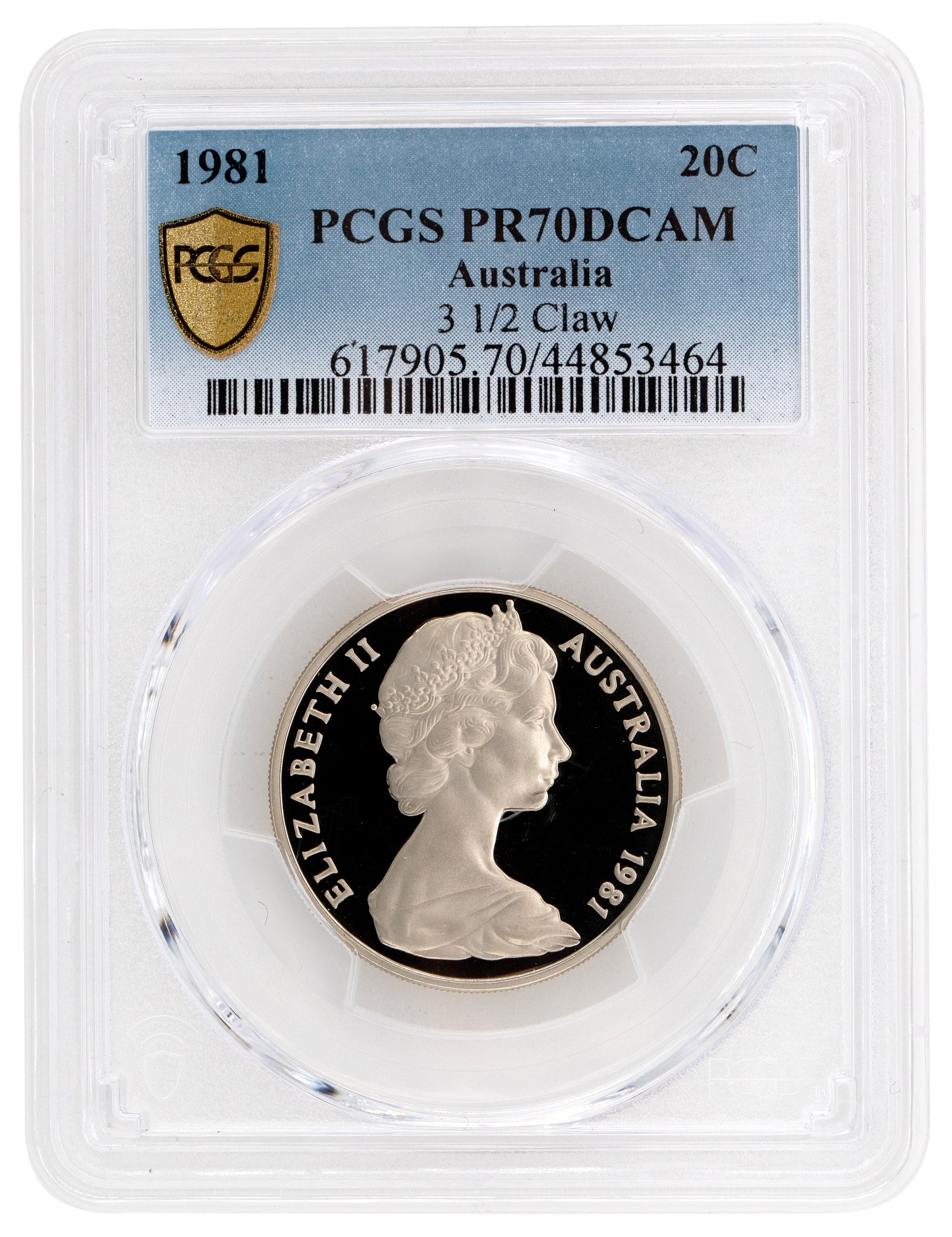 1981 Australia Twenty Cent, 20c Proof 3 1/2 Claw, Scalloped Letters Obv PCGS - PR70DCAM POP 2/0 -464