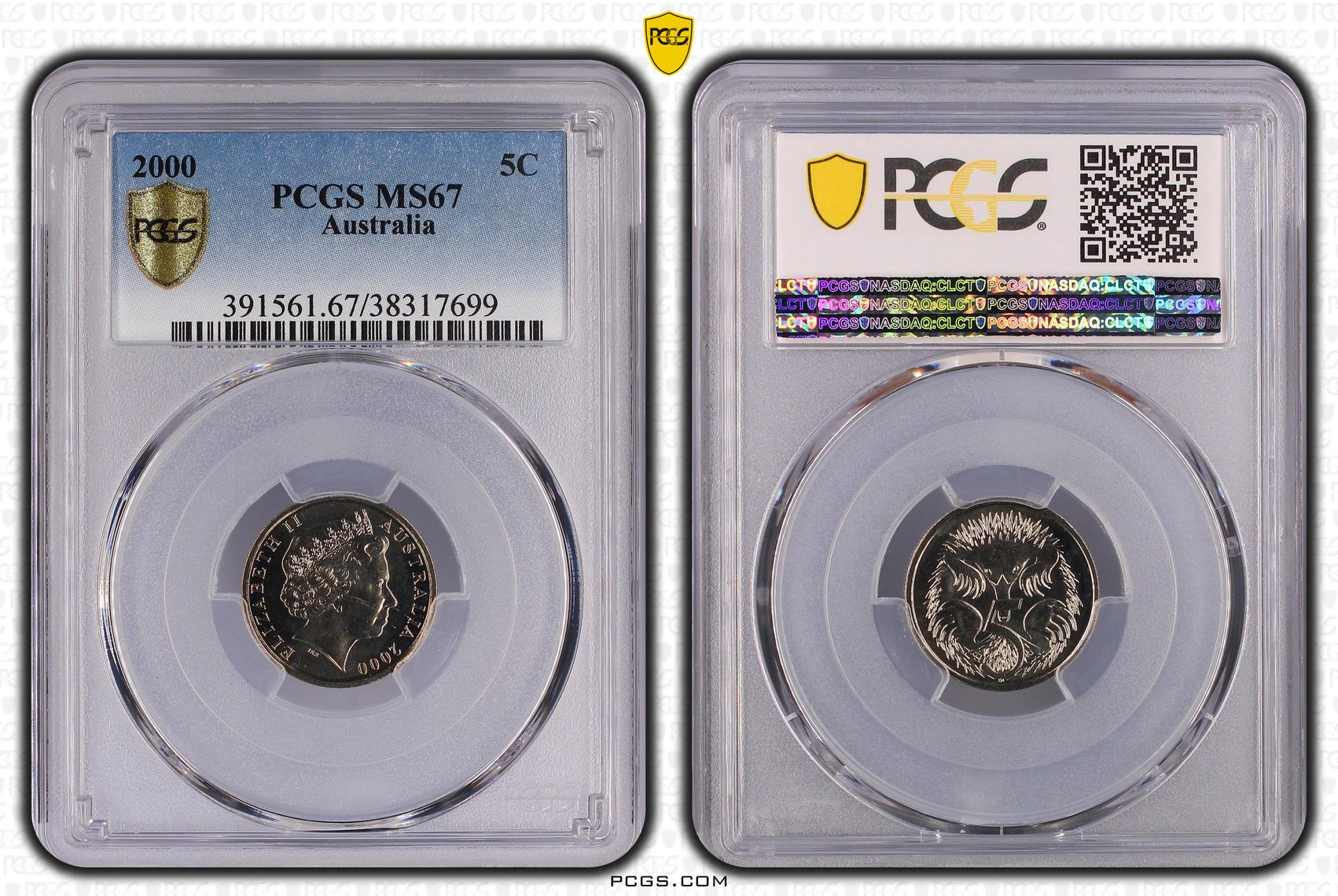 Elizabeth II, Five Cent, 2000, PCGS MS67