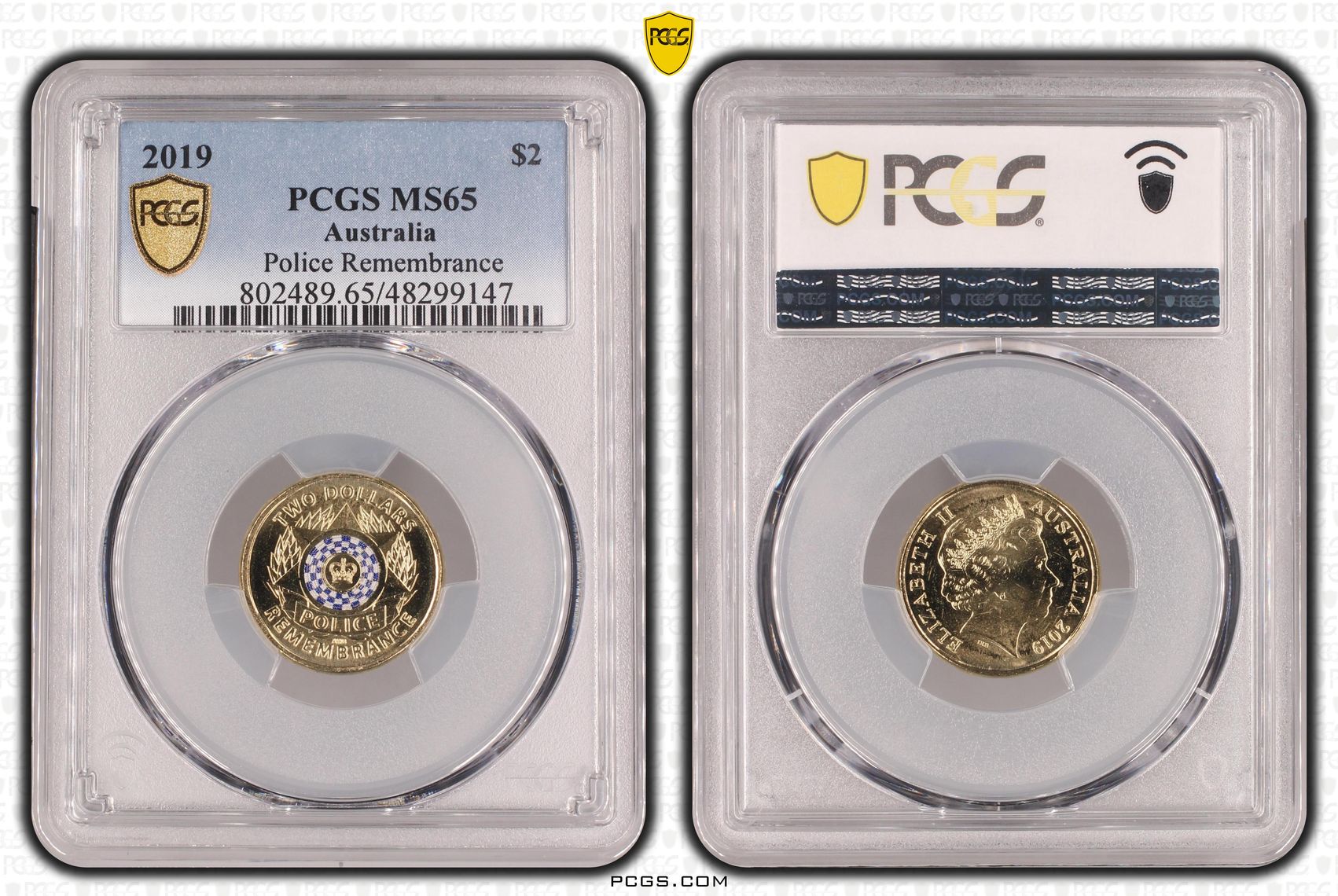 Police Remembrance Colourised, Two Dollar, 2019, PCGS MS65