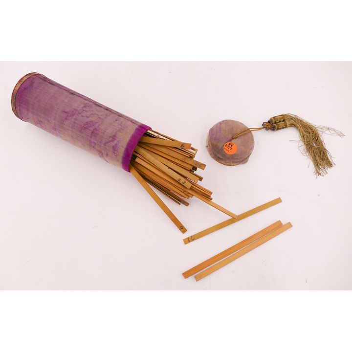 Old Chinese Fortune Stick Game in Silk Box