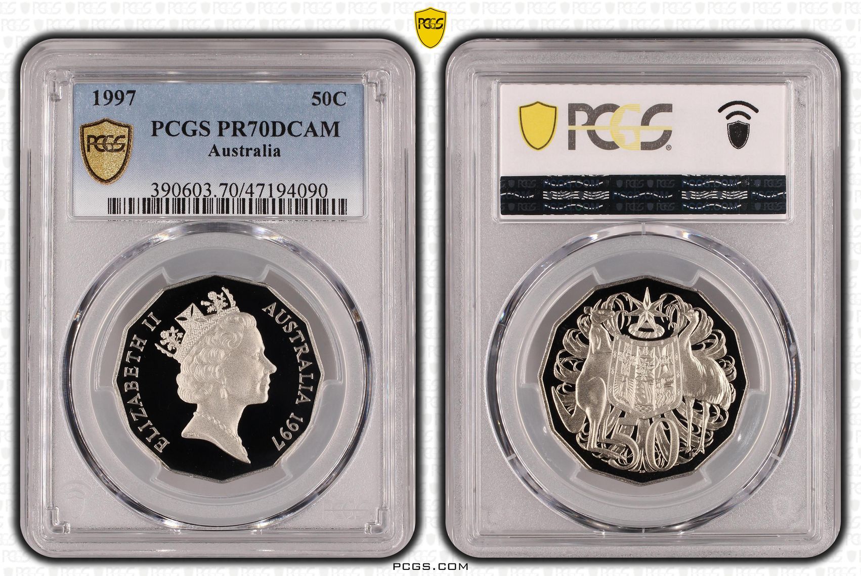 Elizabeth II, Pop 12/0, Fifty Cent, 1997, PCGS PR70DCAM