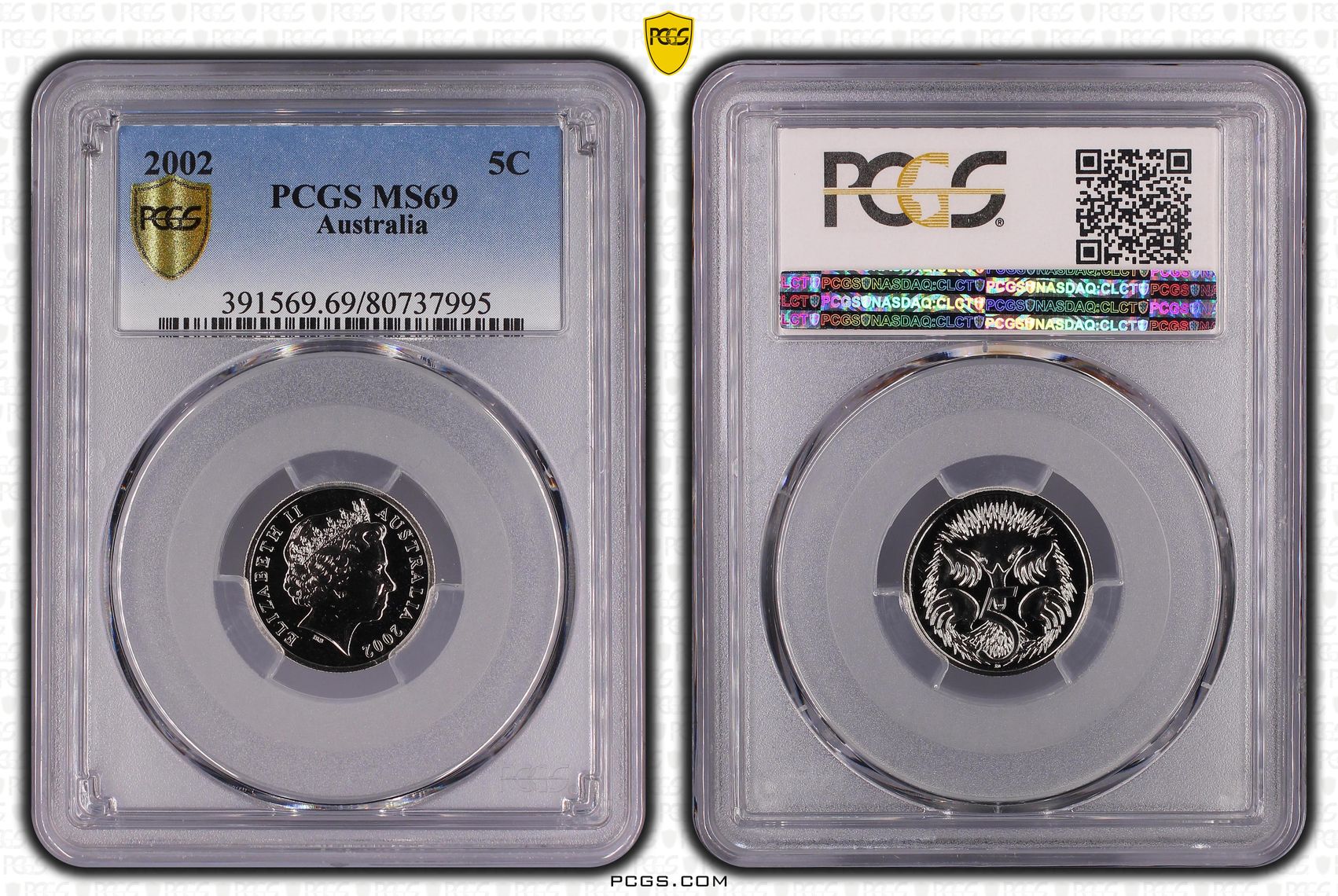 Five Cent, 2002, PCGS MS 69