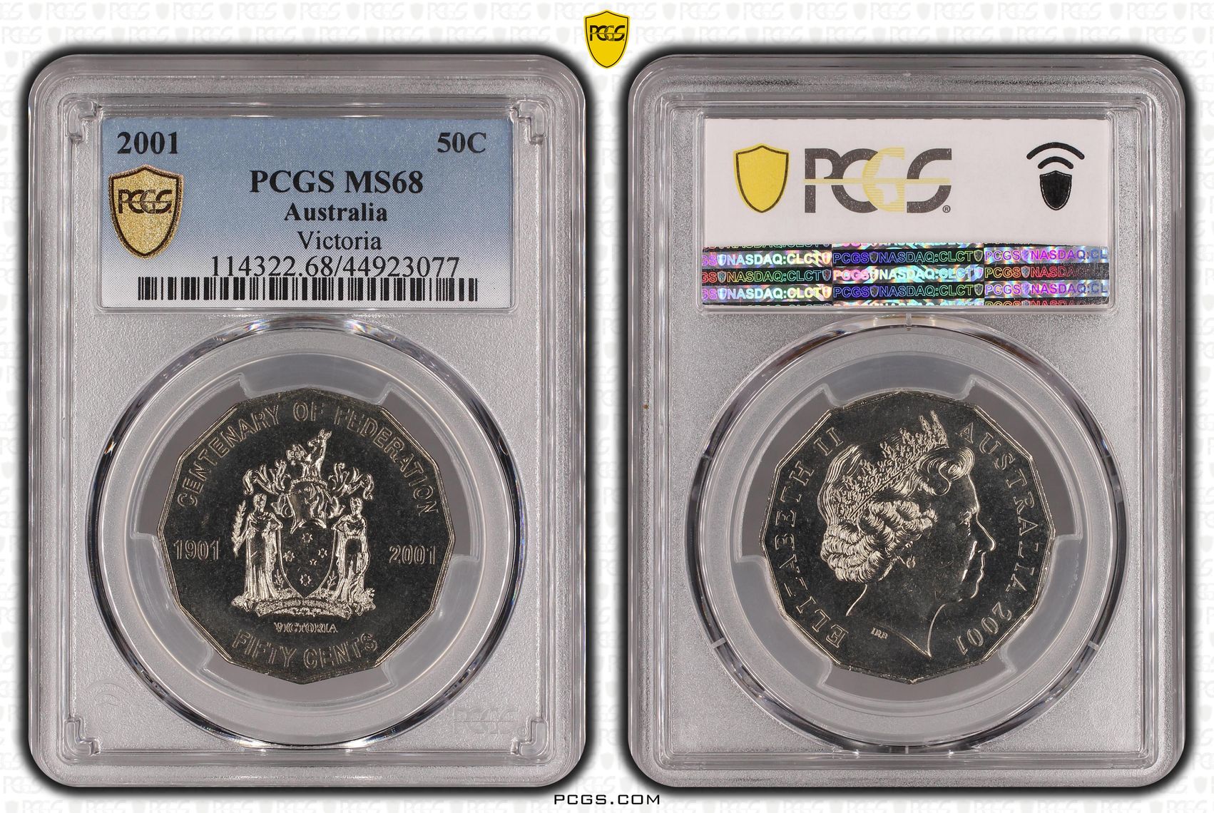 2001 Australia Fifty Cent, 50c Victoria PCGS - MS68 POP 16/0 -077