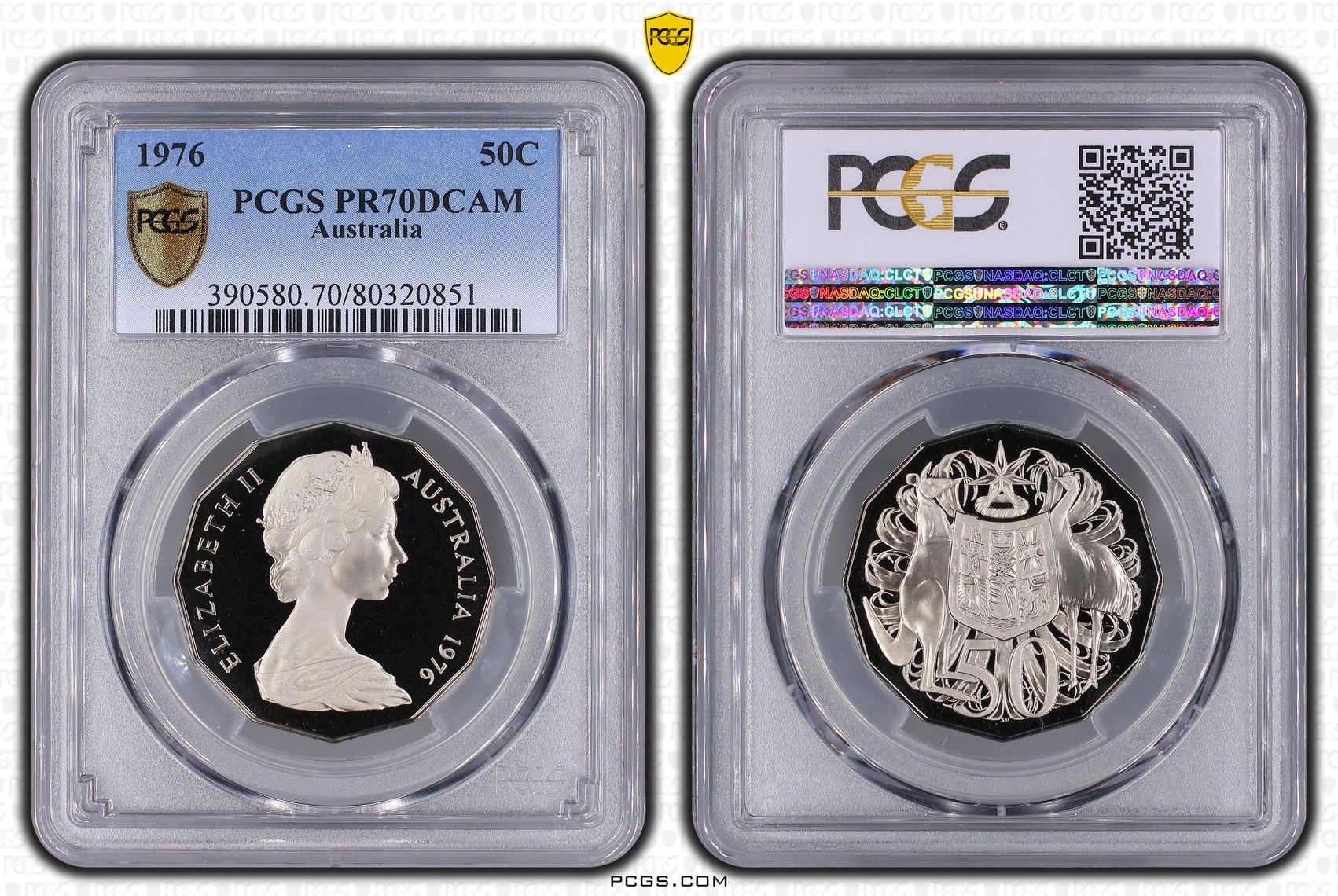 258 · 1976 Australia Fifty Cent, 50c PCGS - PR70DCAM POP 7/0 -851