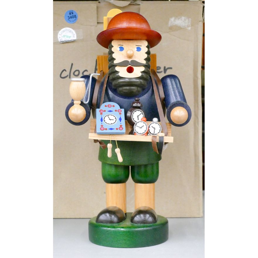 Erzgebirgische Clock Maker Smoker in Box 11''