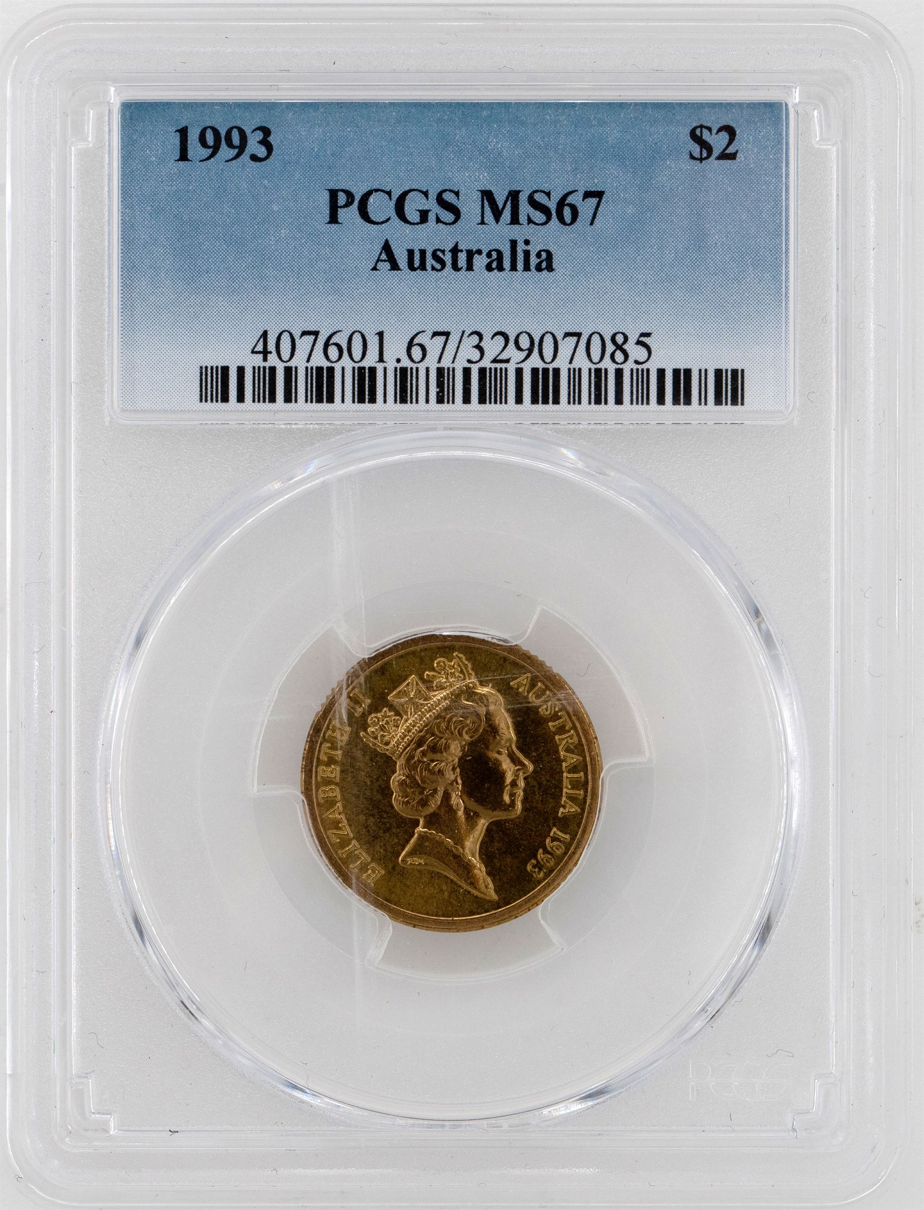1993 Australia Two Dollar, $2 PCGS - MS67 -085
