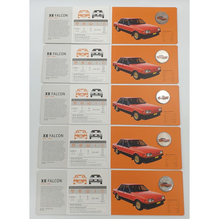 XE Falcon Unc. Carded 50c Coins (x5)