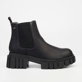 ROCK CO Women Black Round Toe TPR Sole Boots Black Women UK 7 |