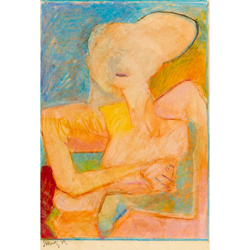 Drake Deknatel ''Untitled'' (Embracing Couple) 1979 Pastel on Paper