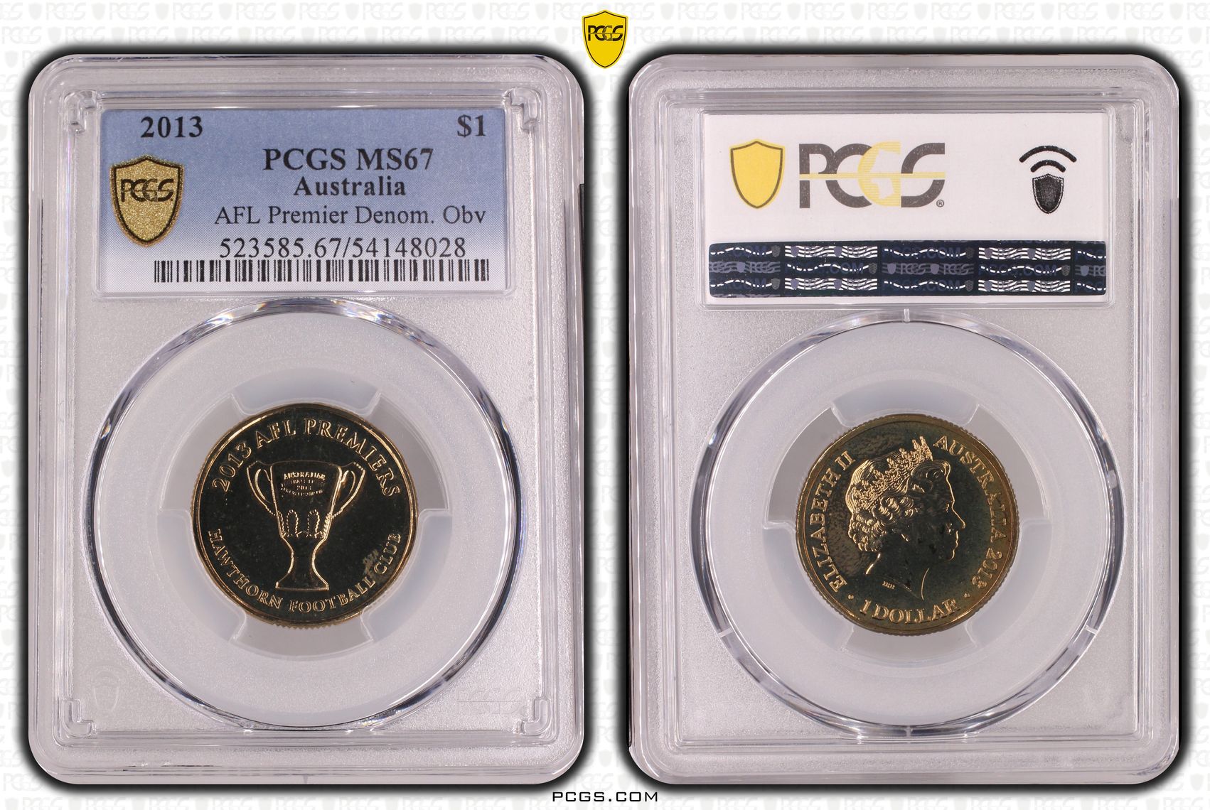 AFL Premier Denom. Obv, One Dollar, 2013, PCGS MS67