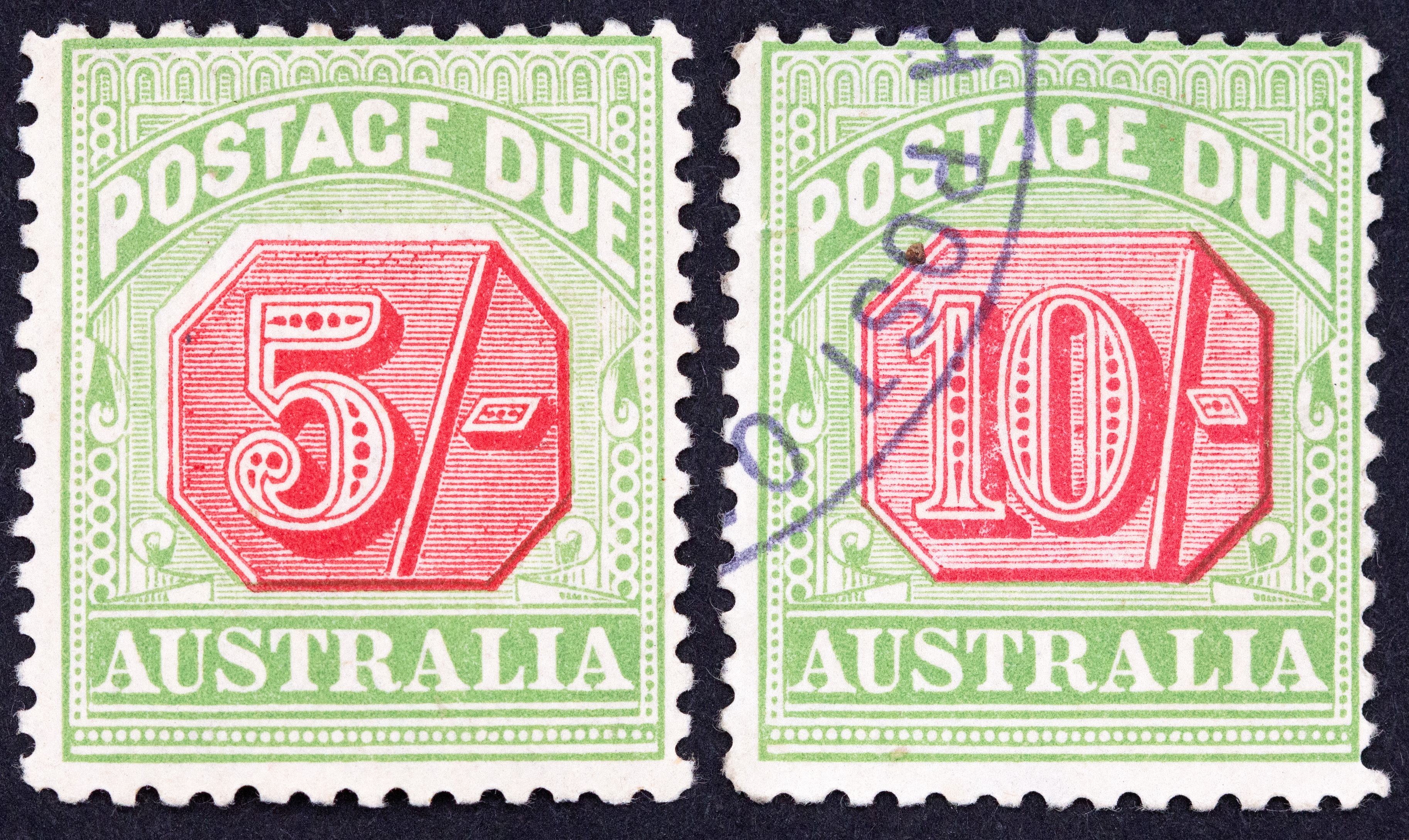 Five Shillings, Red & Green, 1909, Good