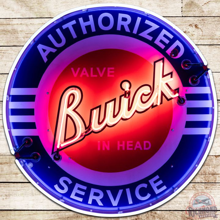 42" Buick Valve In Head "Small B" Authorized Service DS Porcelain Neon Sign