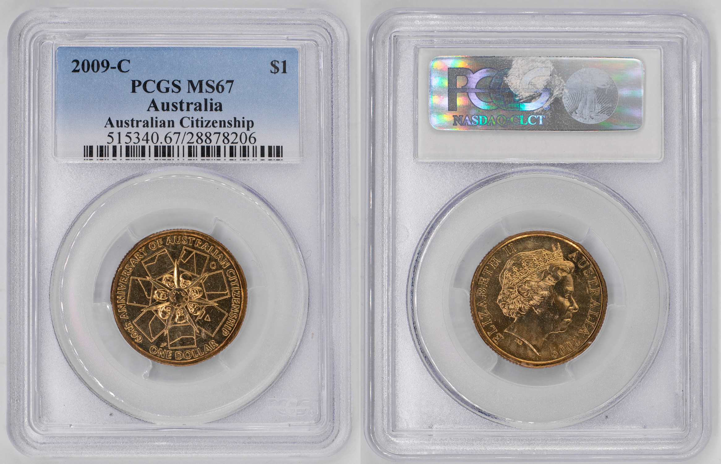 Elizabeth II, Australian Citizenship, One Dollar, 2009-C, PCGS MS67