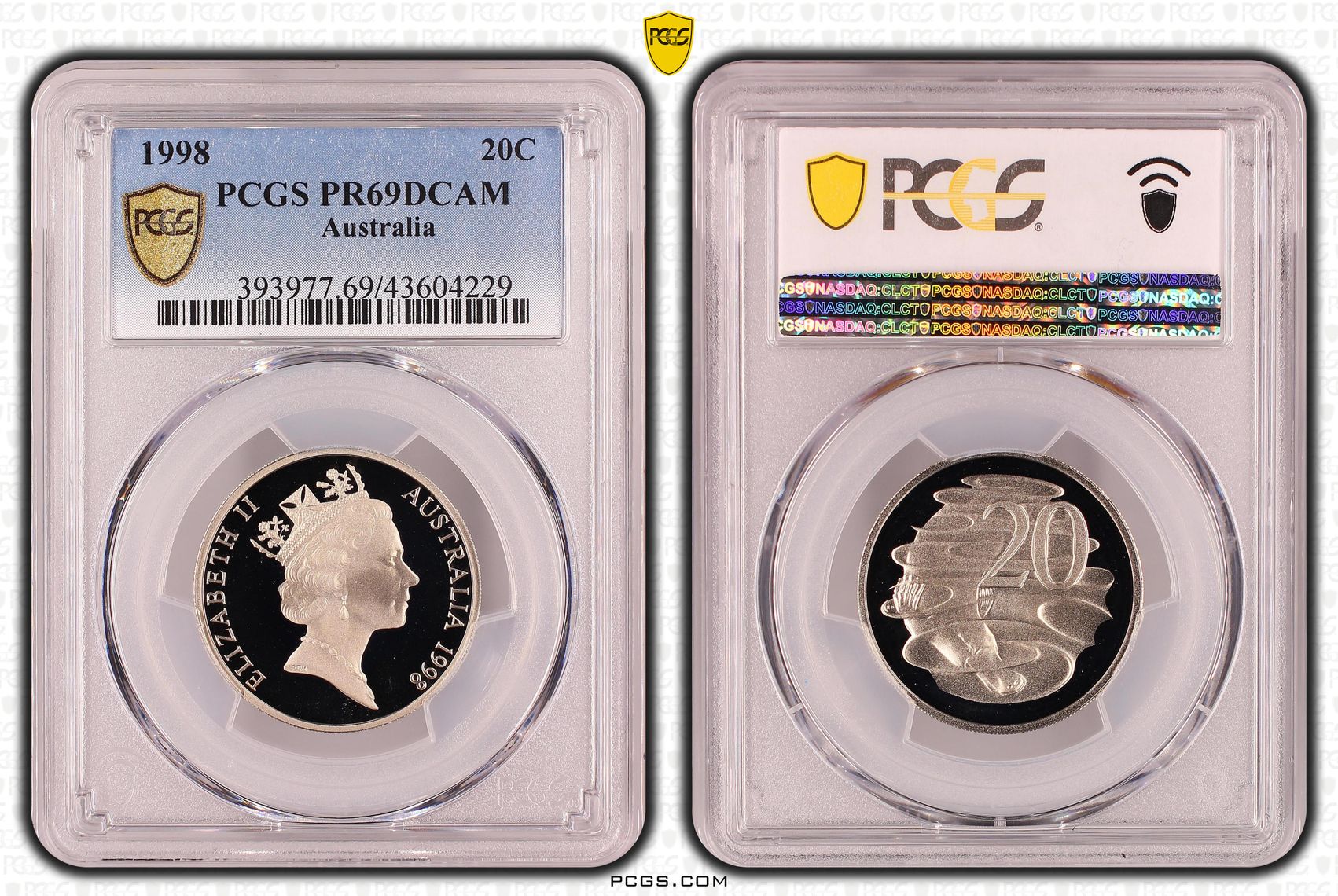 Twenty Cent, 1998, PCGS PR69DCAM