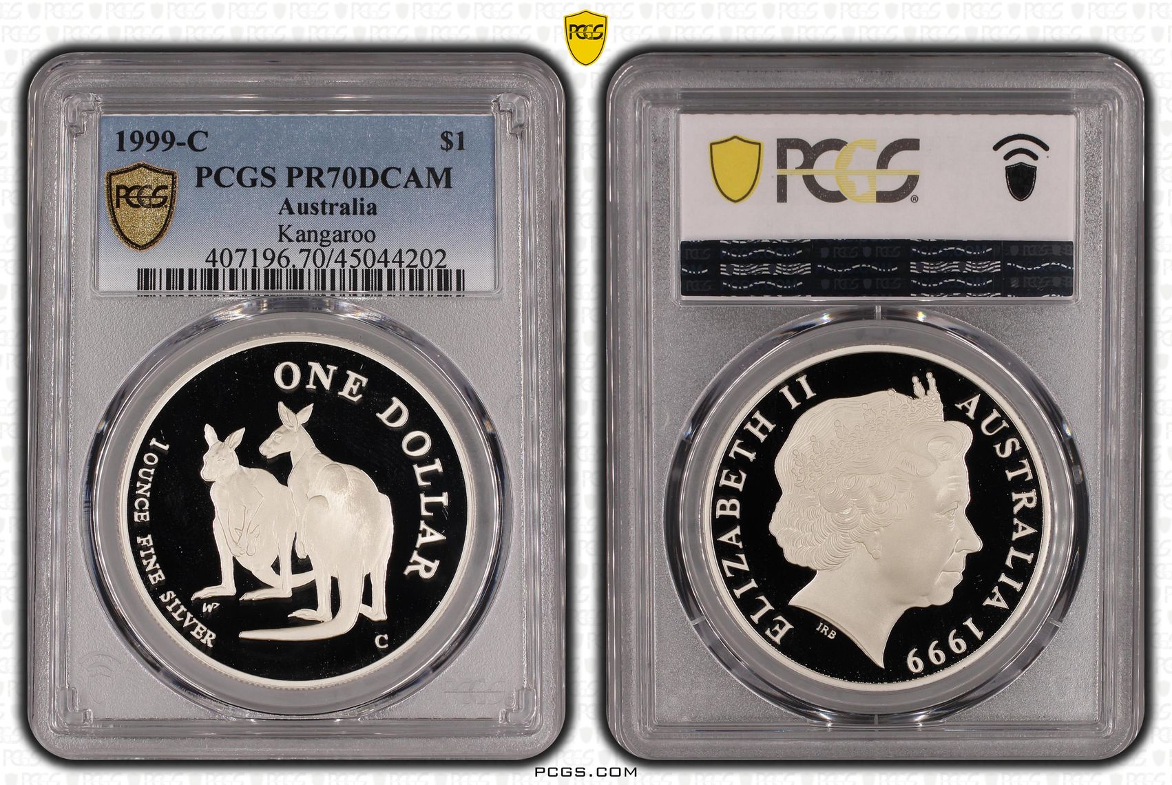 1999-C Australia One Dollar, $1 Kangaroo PCGS - PR70DCAM POP 10/0 -202