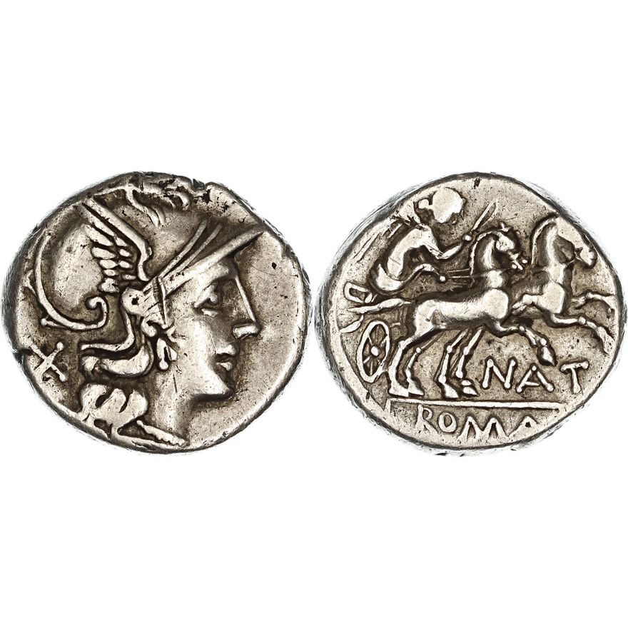 Roman Republic, Pinarius Natta, Silver Denarius, 155 BC,  gVF