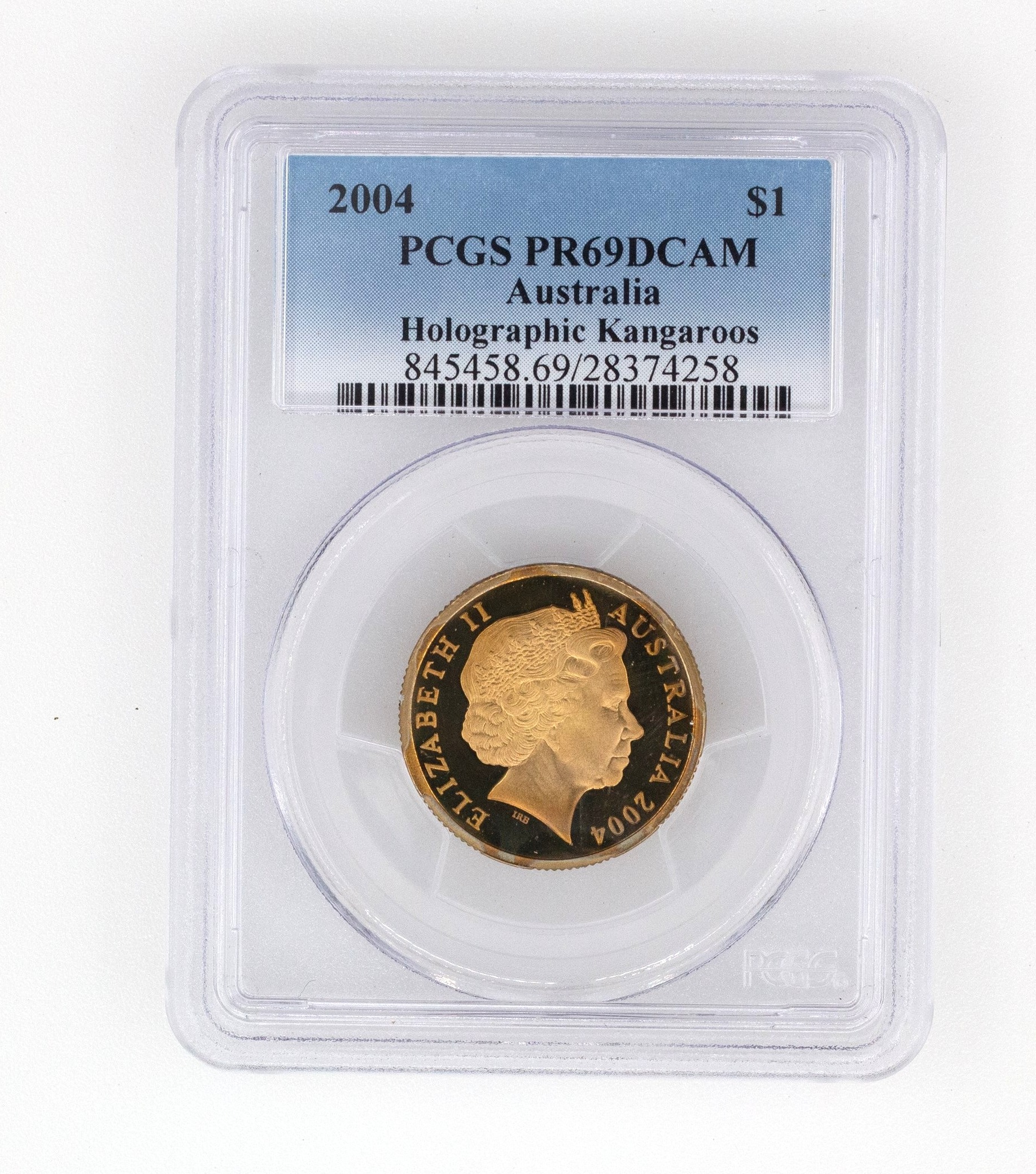 Elizabeth II, Holographic Kangaroos, One Dollar, PR69DCAM , 2004