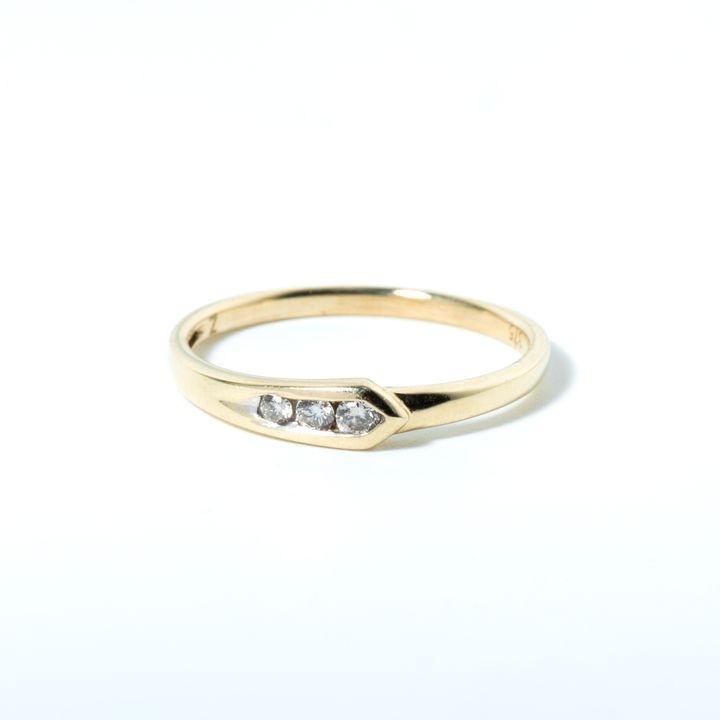 Three Stone Diamond 9ct Gold Ring,