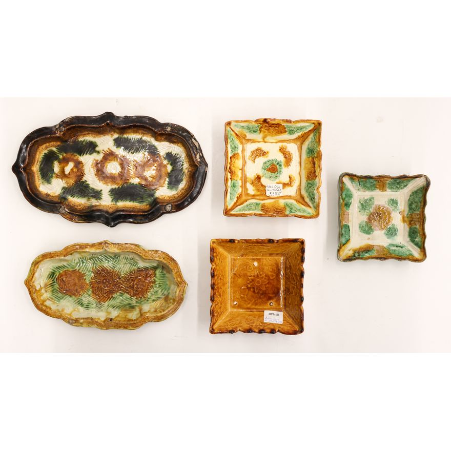 5pc Chinese Tang Sancai Ceramic Dishes