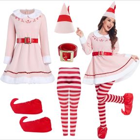 WOMENS HOLIDAY ELF COSTUME BUDBY THE ELF COSTUMES SET ADULT ELF DRESS CHRISTMAS COSPLAY HOLIDAY PARTY COSTUMES