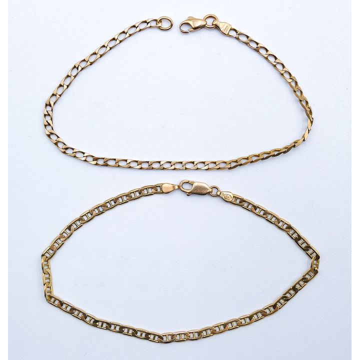 Box 2pc Old 14k Link Bracelets 9'' - 11.8 Grams