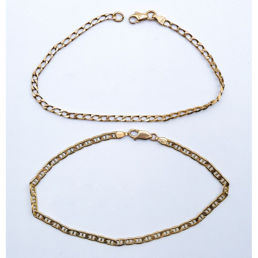 Box 2pc Old 14k Link Bracelets 9'' - 11.8 Grams