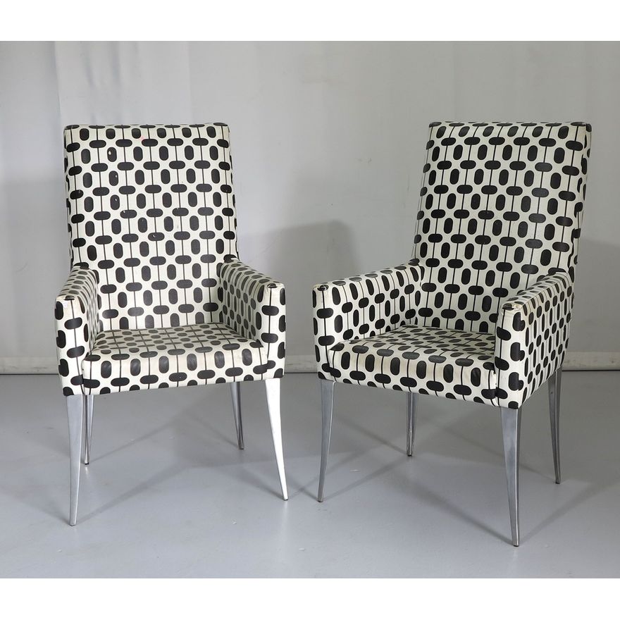 PAIR OF VINYL UPHOLSTERED ARMCHAIRS need upholstery