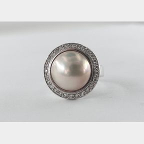 18ct White Gold Ring With 0.270cts Diamonds Colour I/J Clarity Vs/Si In Marble Pearl Ring - 51533/123