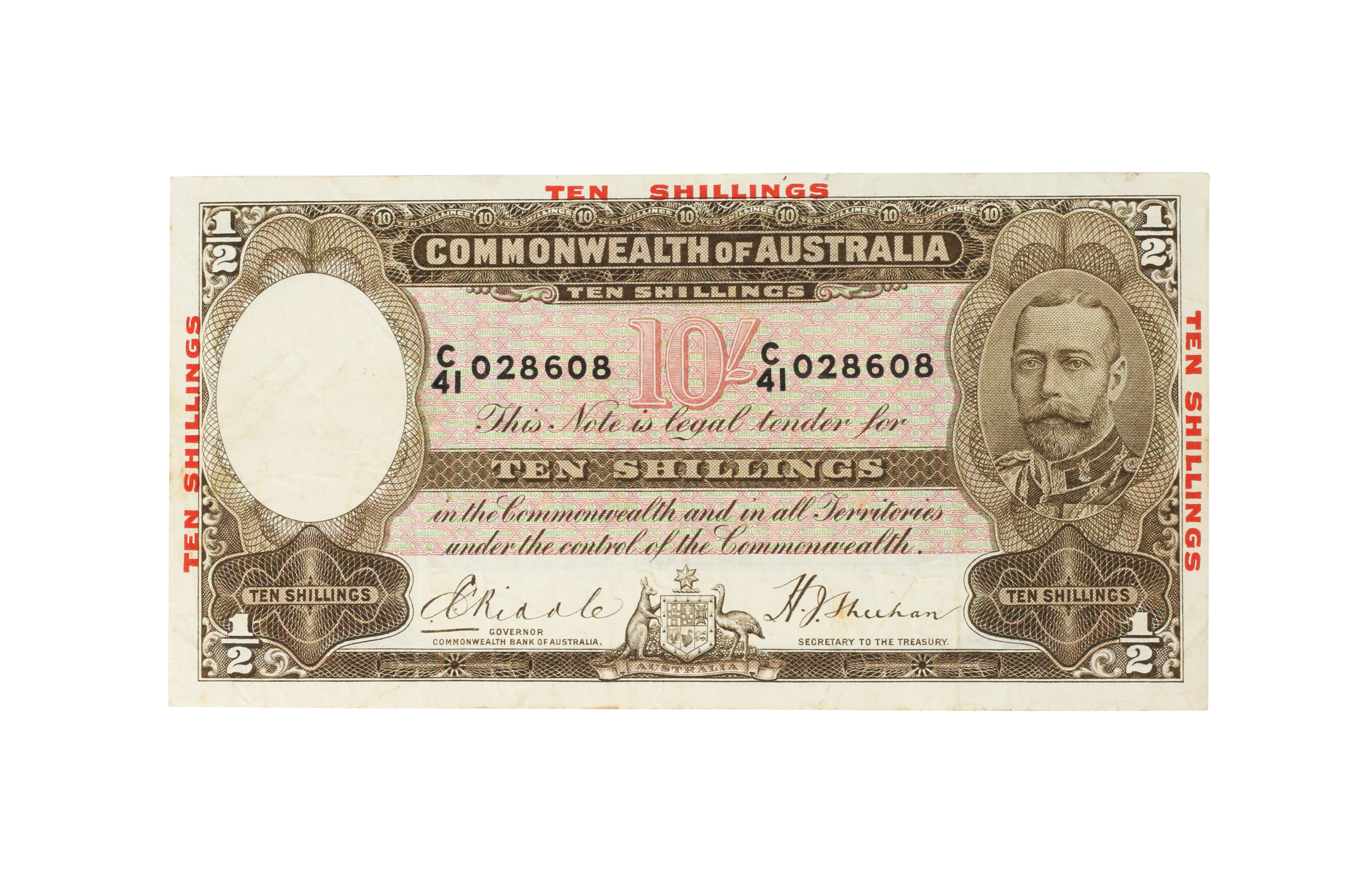1950. · Riddle/Sheehan, Ten Shillings, 1934, VF
