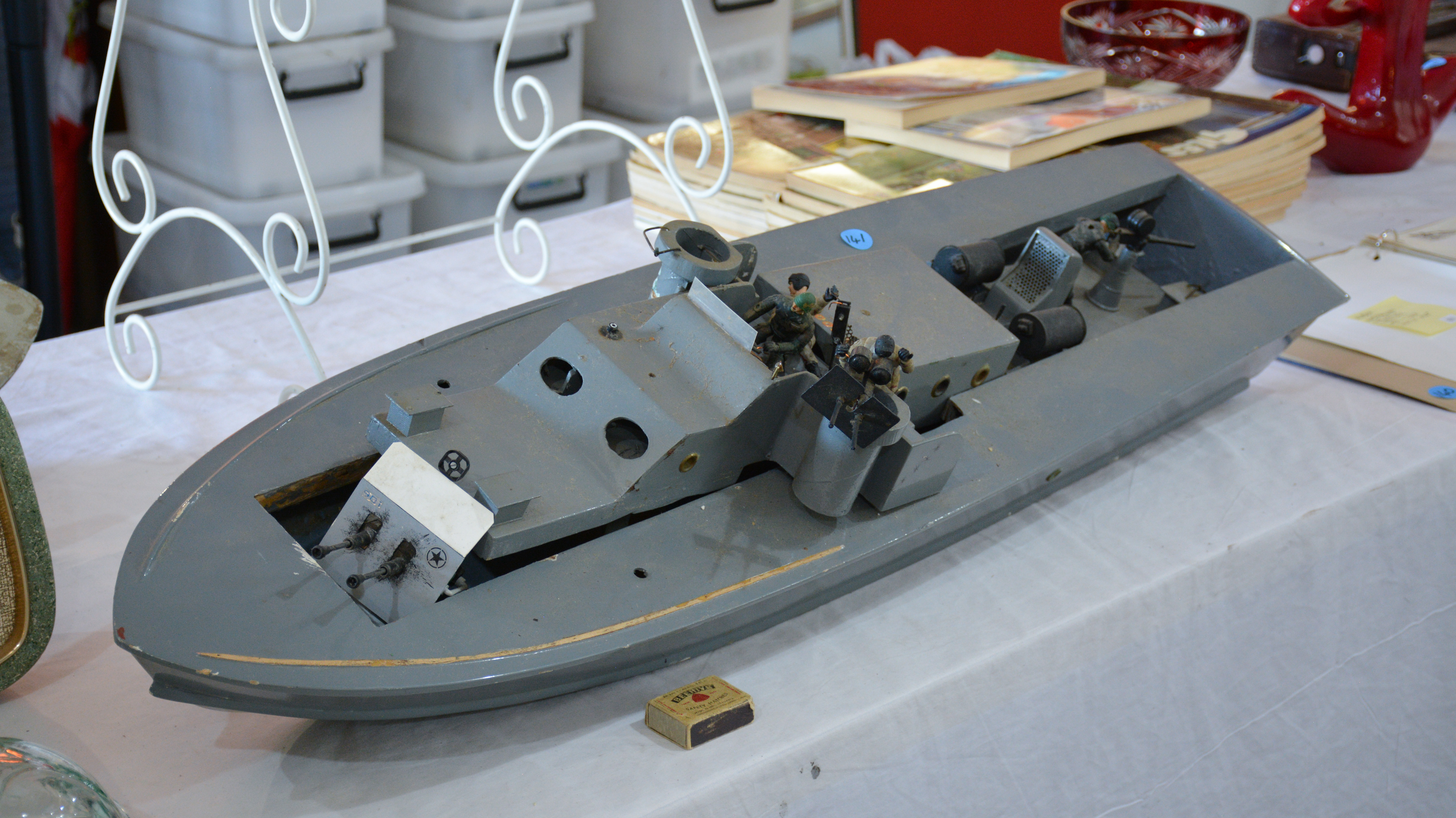 Large Model Warship and Figures — sold at auction in New Zealand for $10
