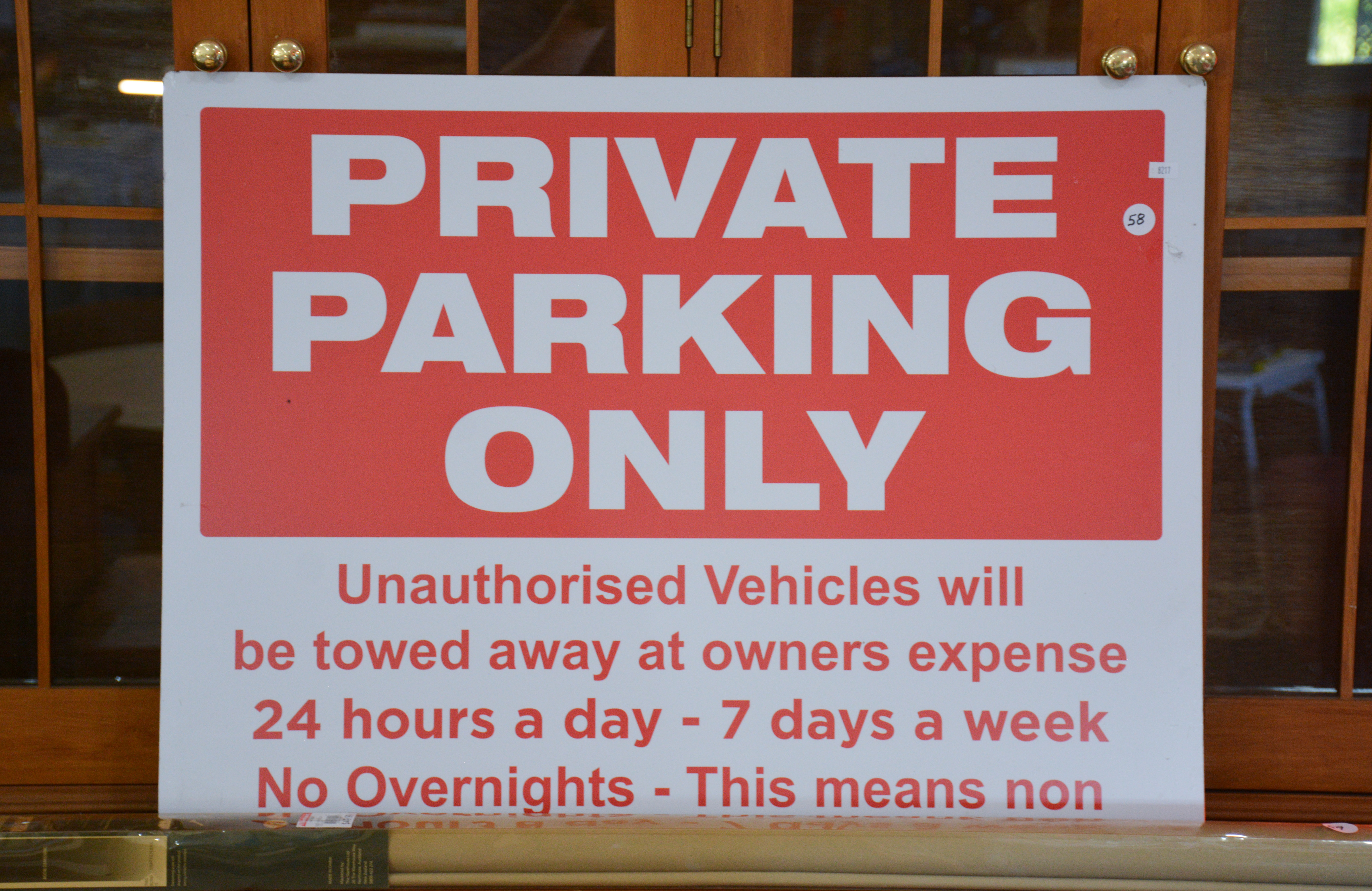 Private Parking Sign — sold at auction in New Zealand for $15