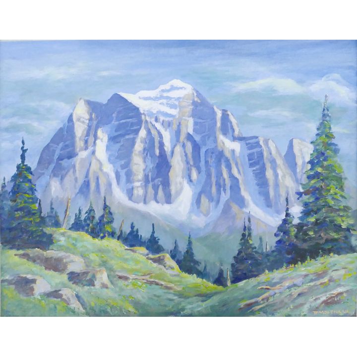 Dee Molenaar ''Mountain Landscape'' Oil on Masonite Framed 27''x33''