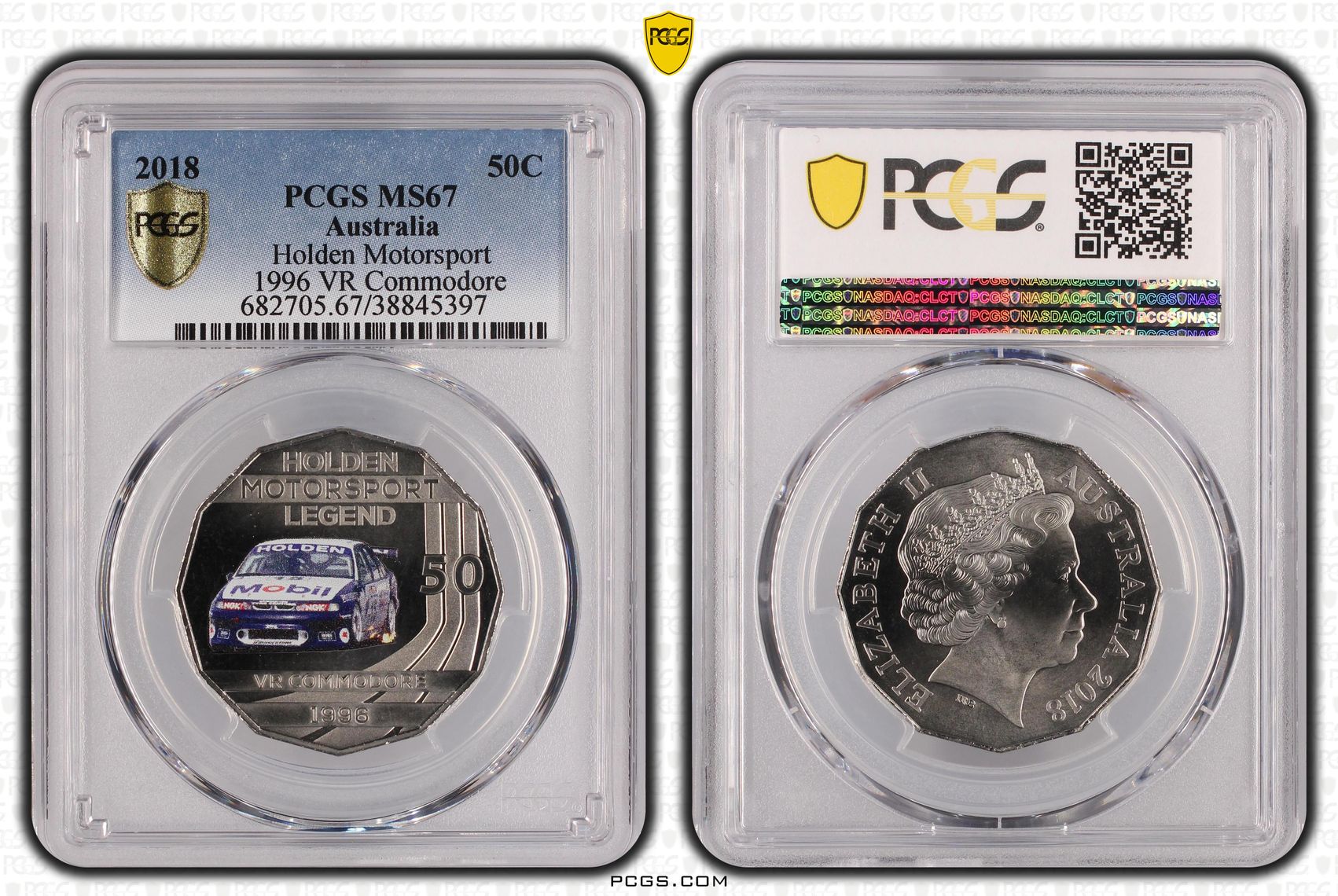 2018 Australia Fifty Cent, 50c Holden Motorsport - 1996 VR Commodore PCGS - MS67 -397
