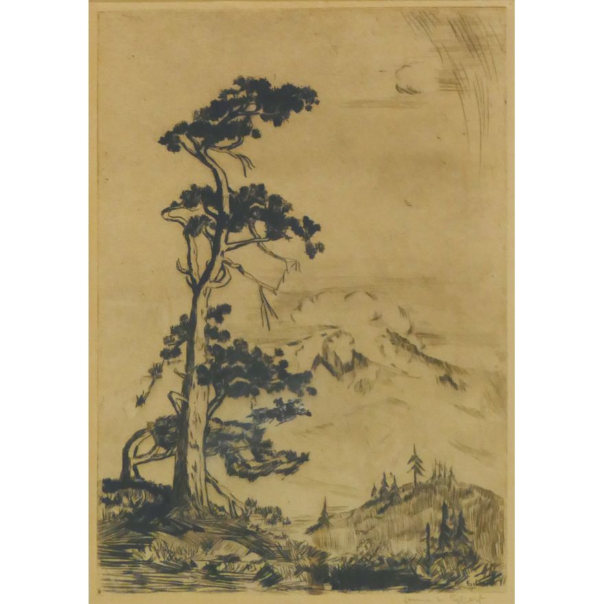 Louise Gilbert 'Alpine Vista' Etching.