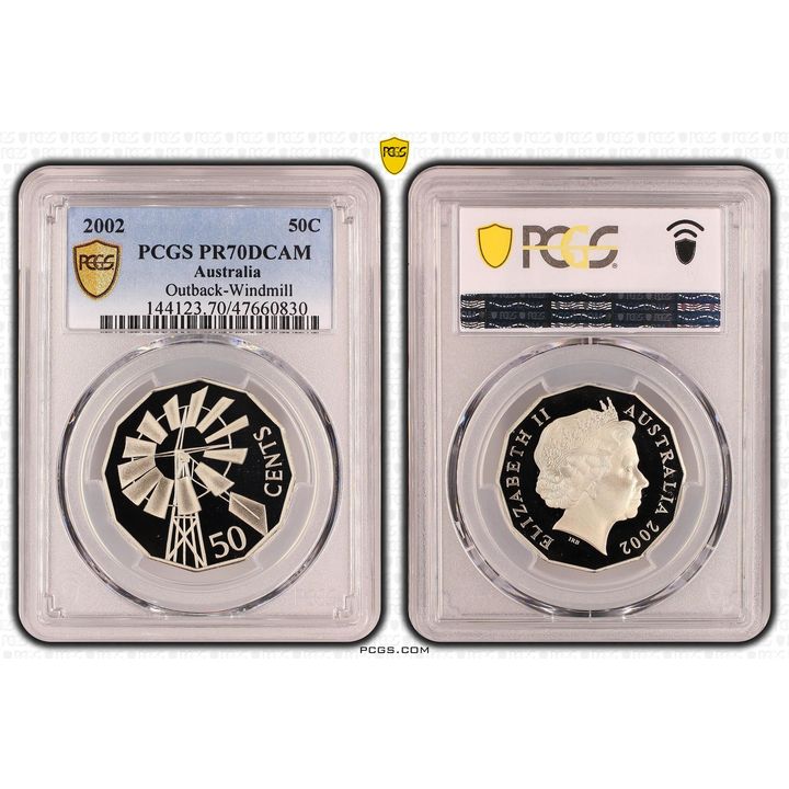 Elizabeth II, Outback-Windmill, Fifty Cent, 2002, PCGS PR70DCAM