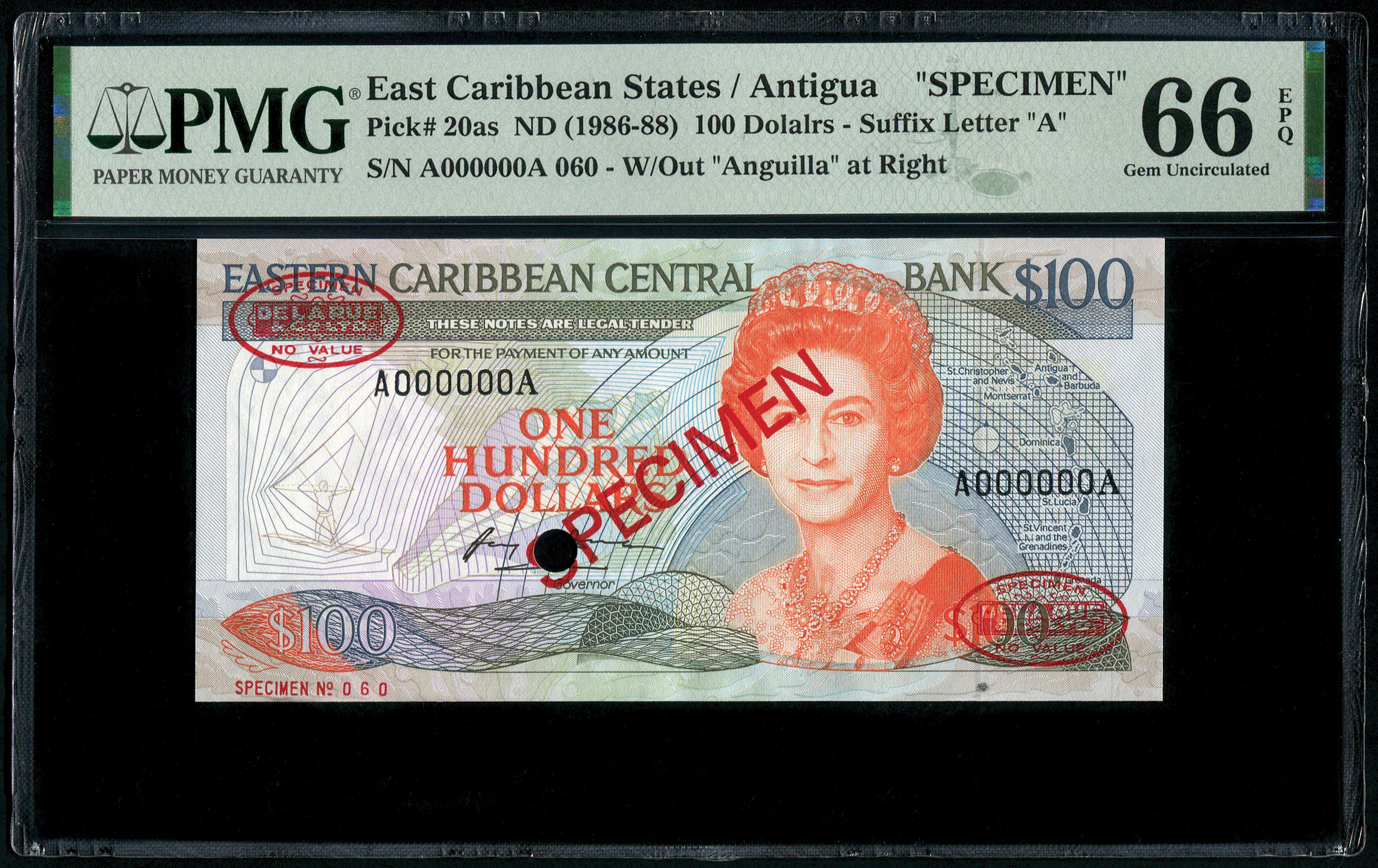 East Caribbean States, $100, 1986-88, Specimen, PMG 66EPQ 