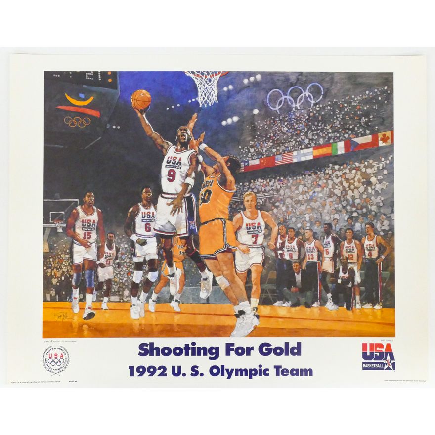 Bart Forbes ''Shooting For Gold'' 1992 U.S Olympic Basketball Team Poster