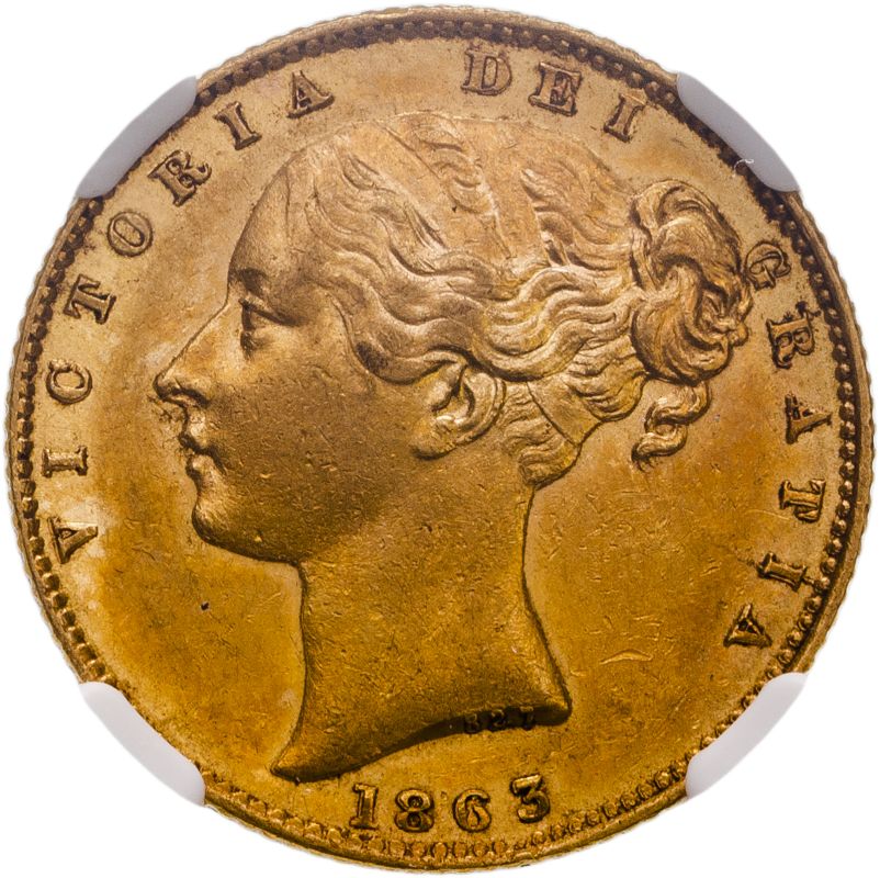 United Kingdom Victoria 1863 Gold Sovereign 827 on