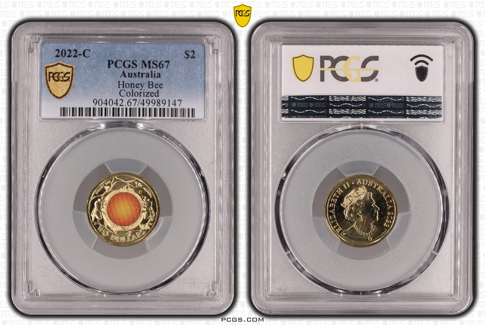 Honey Bee Colorized , Two Dollar, 2022-C, PCGS MS67