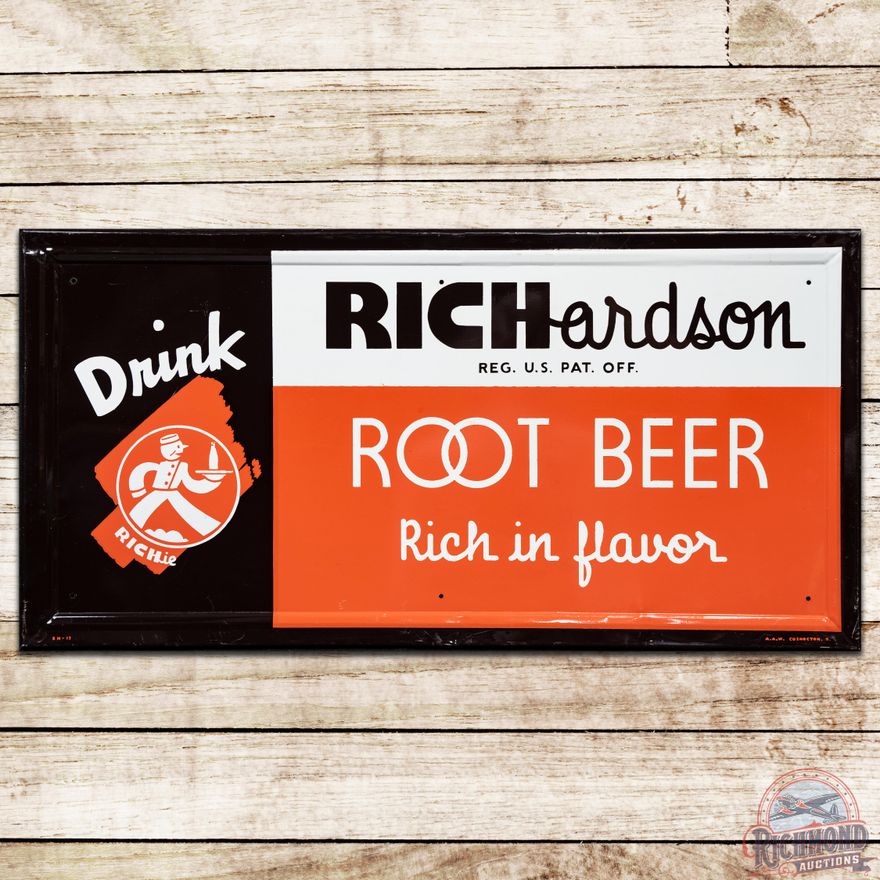 Drink Richardson Root Beer "Rich in Flavor" SST Sign w/ Richie - 8.5