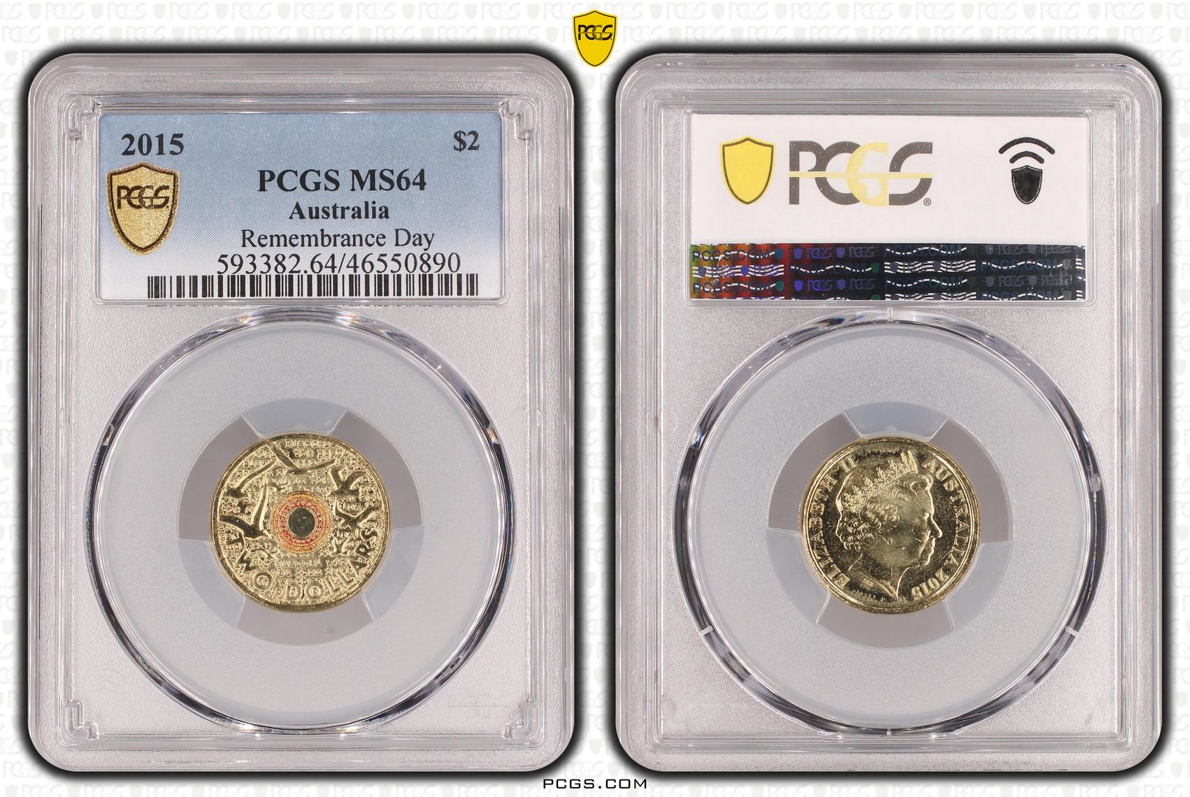 Remembrance Day, Two Dollar, 2015, PCGS MS64