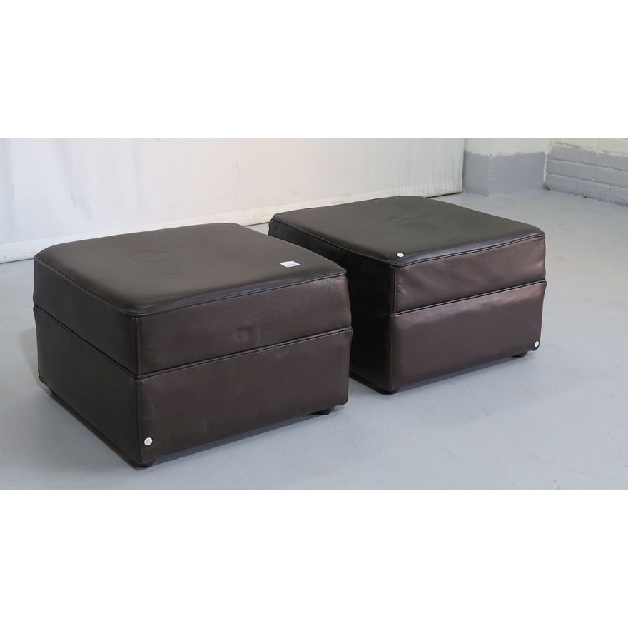 PAIR OF UPHOLSTERED OTTOMANS