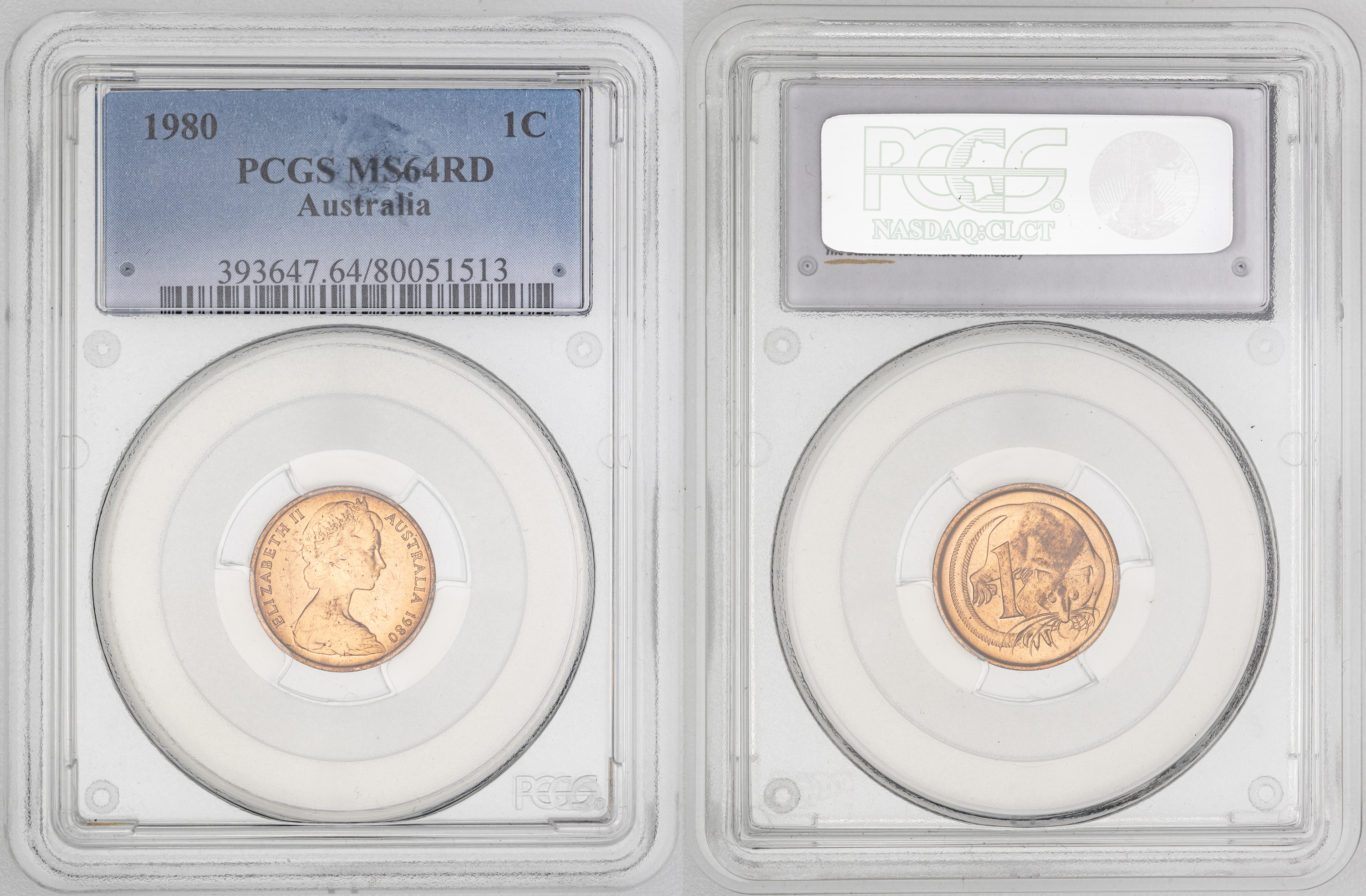 70 · Elizabeth II,  , One Cent, 1980, PCGS MS64RD