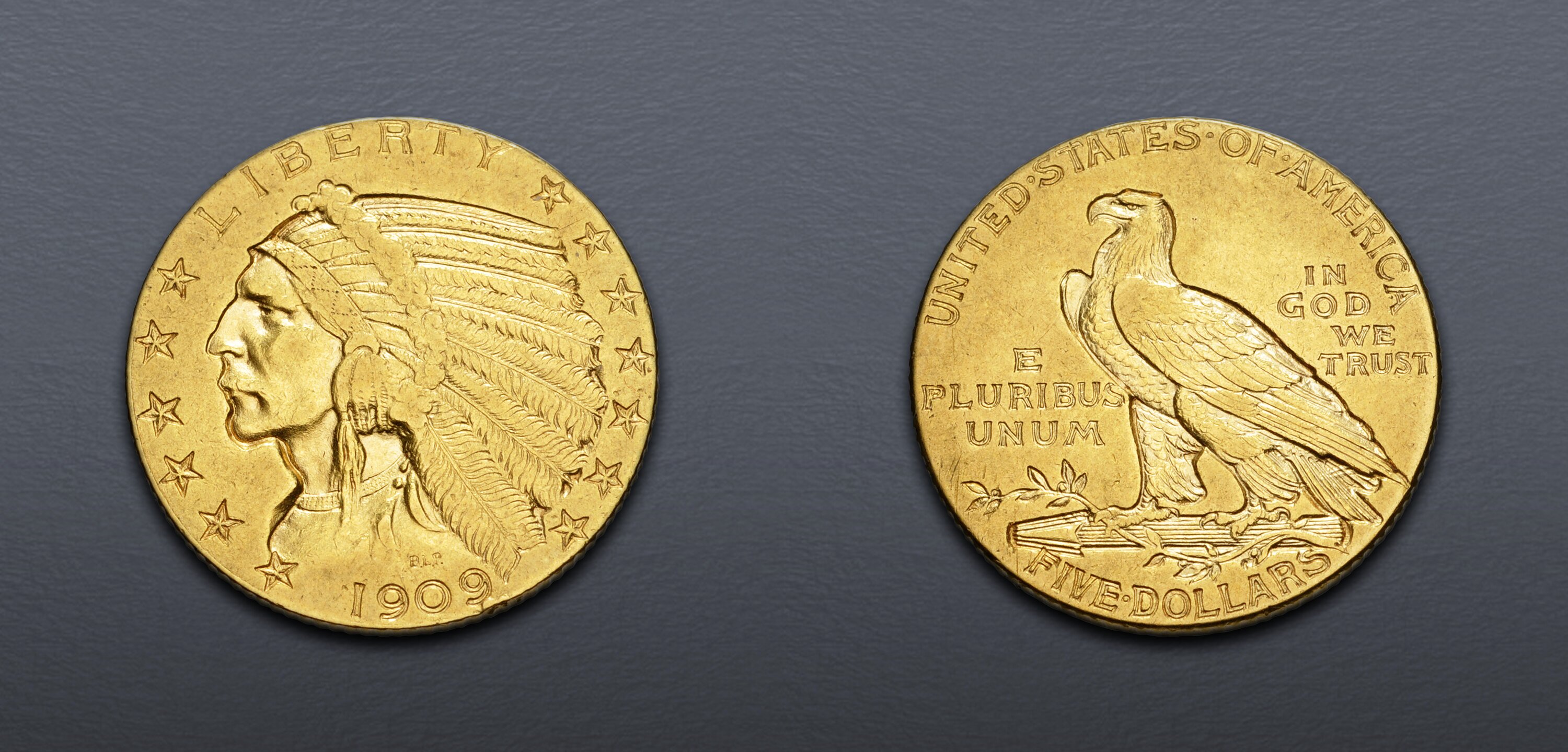 1909 Indian Head Half Eagle. EF. A pleasing example of the type ...