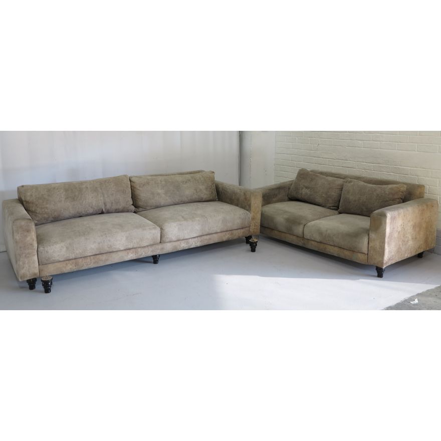 PAIR OF UPHOLSTERED SOFAS