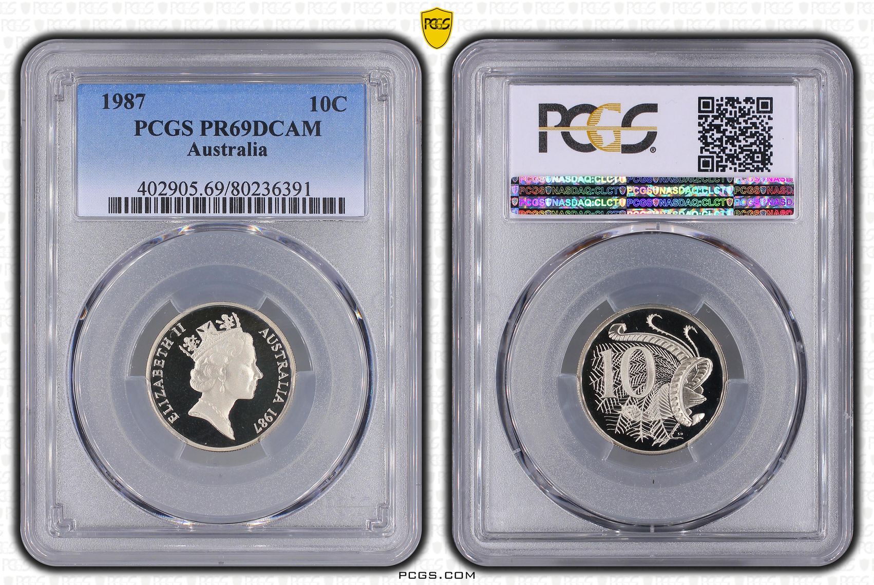 Ten Cent, 1987, Pcgs Pr69dcam
