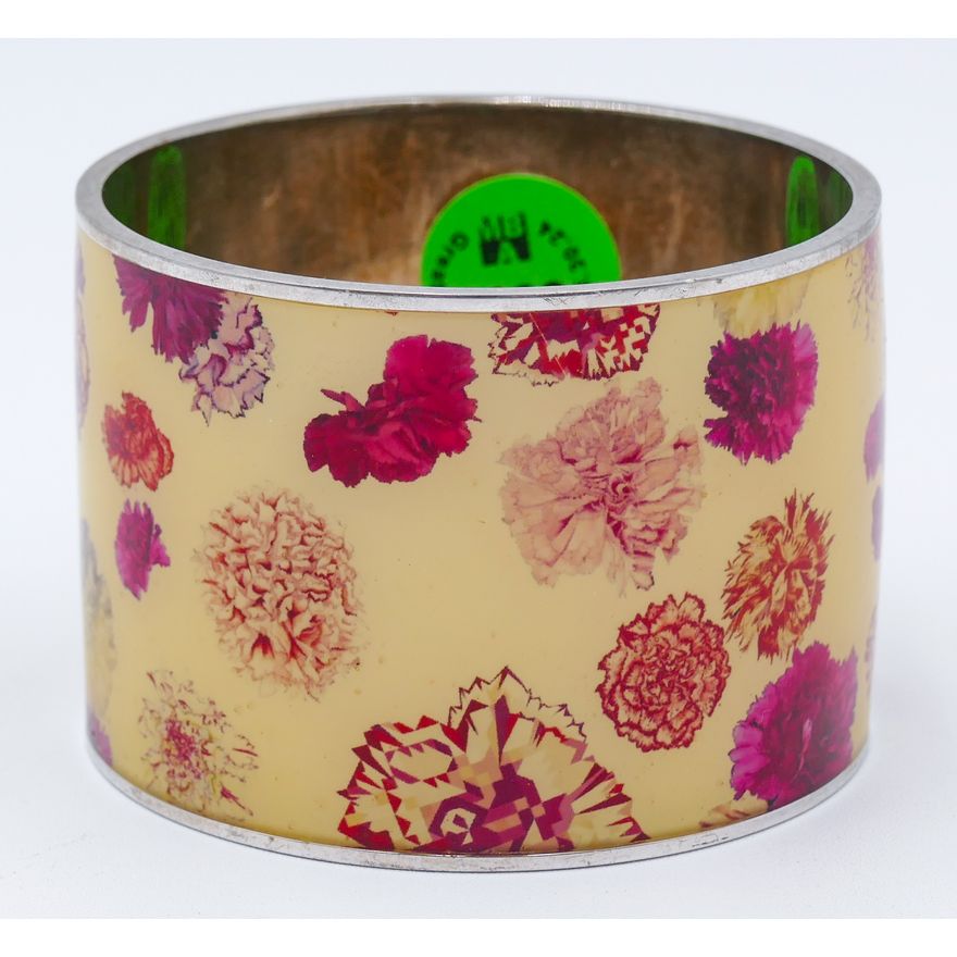 Christian Lacroix Floral Enameled Bangle Bracelet 2'' Thick